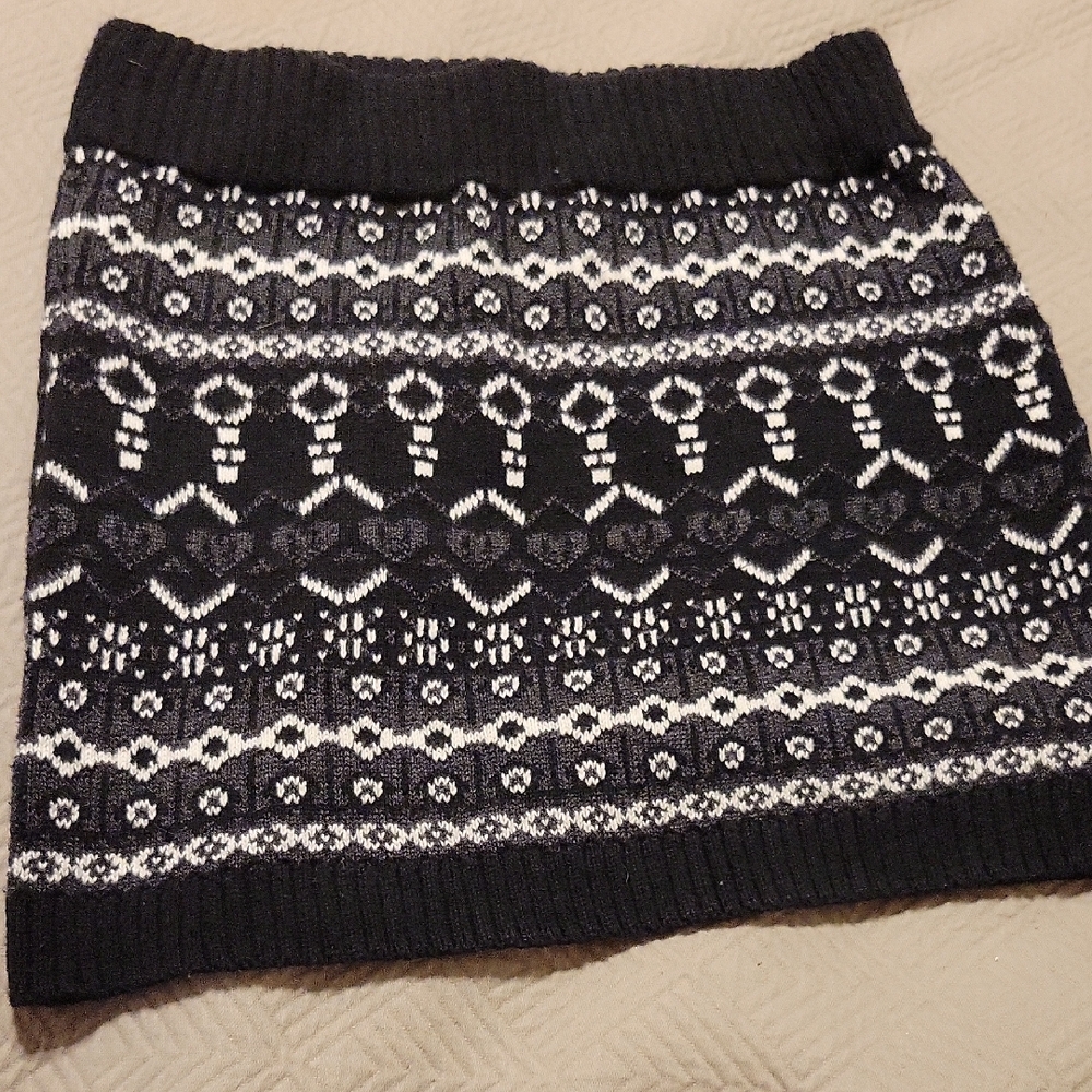 It's Our Time Black and White Knit Mini Skirt